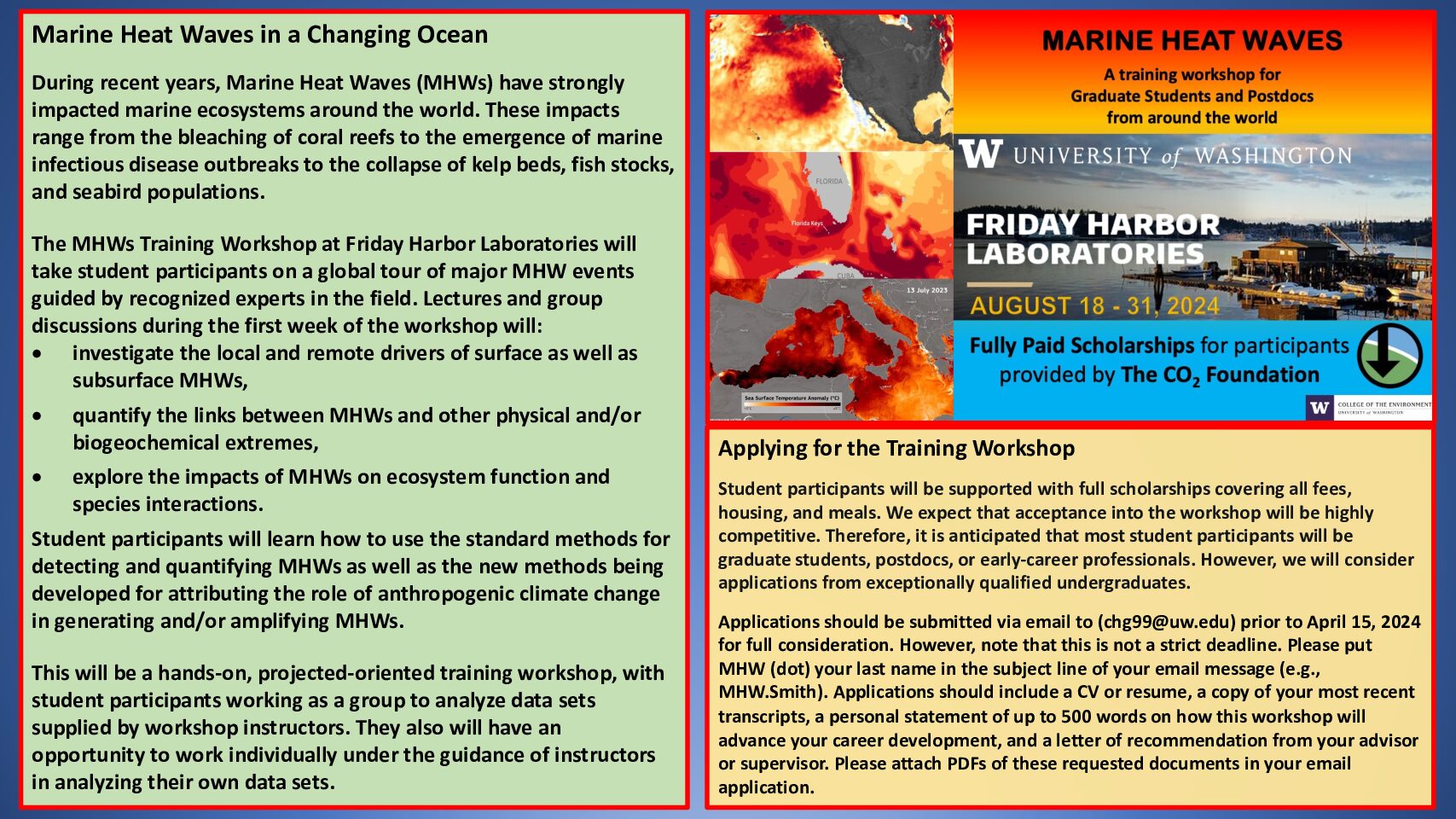 Workshop about marine heatwaves (MHWs) at Friday Harbor Labs